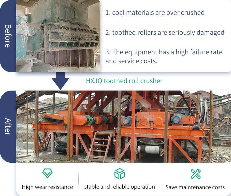 Worksite comparisons of toothed roll crusher